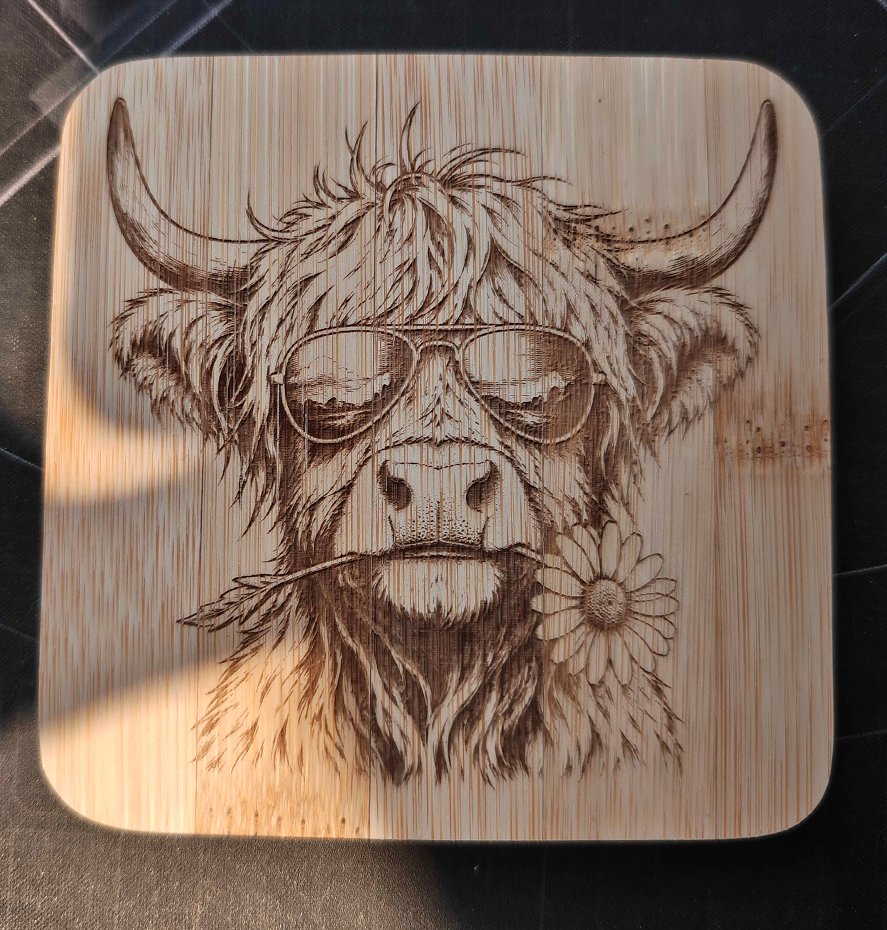 Highland Cow - Bamboo Square Coaster